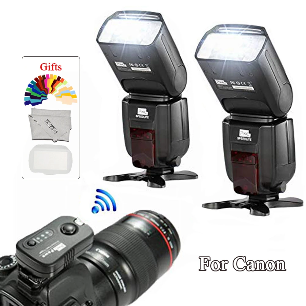 2 шт. Pixel M8 LCD Беспроводная вспышка Speedlite + TF 361 триггер для Canon 1100D 750D 650D 600D 550D 70D DSLR