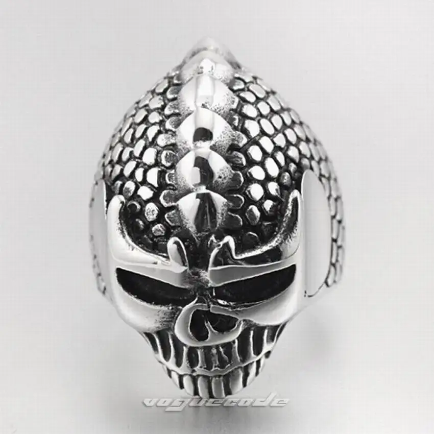 Мужское байкерское кольцо качалка из нержавеющей стали 316L с черепом 3C003|steel skull
