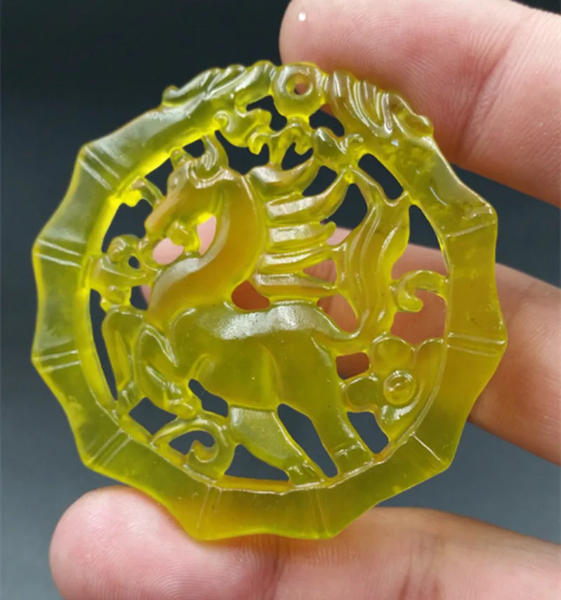 Новый продукт натуральный камень зодиака лошадь полые кулон ювелирные изделия