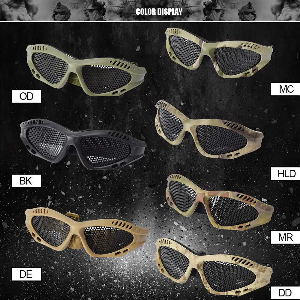 SINAIRSOFT открытом воздухе Военные очки Airsoft очки Тактические Сопротивление удару Защитите глаза Спорт Металлическая сетка Сетевые очки для стрельбы