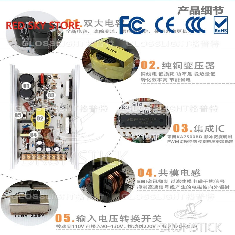 

Factory direct LED switching power supply 24V 21A 500W lamp with light box monitor 24V500W power transformer