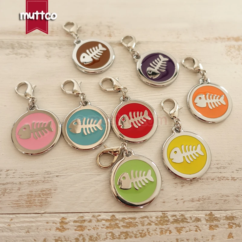 Бесплатная доставка 30 мм рыбья кость печать собака бирки id метки для домашних