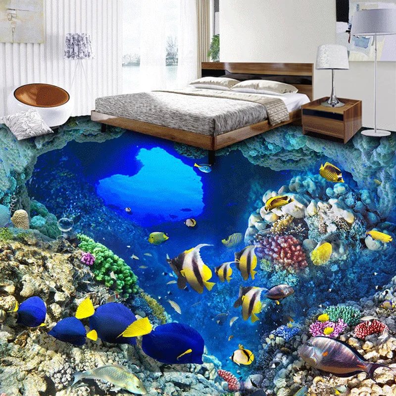 

Пользовательские 3D средиземноморские обои Shoal Of Fish, пол, водонепроницаемые обои для ванной, 3D пейзаж, настенные бумаги для детей, настенные п...