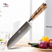 findking aus 10 damascus steel sapele wood handle arrow pattern damascus knife 7 inch santoku knife 67 layers kitchen knives