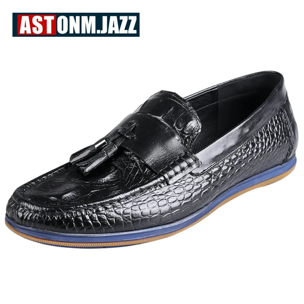 2017 мужские повседневные Мокасины из натуральной крокодиловой кожи слипоны