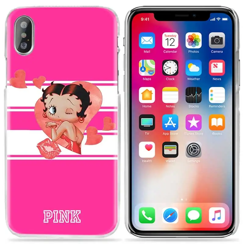 Чехол для iPhone XS Max XR X 10 7 7S 8 6 6S Plus 5S SE 5 4S 4 5C Жесткий пластиковый прозрачный чехол для телефона 11 Pro розовый сексуальный Betty Boop - Цвет: 06