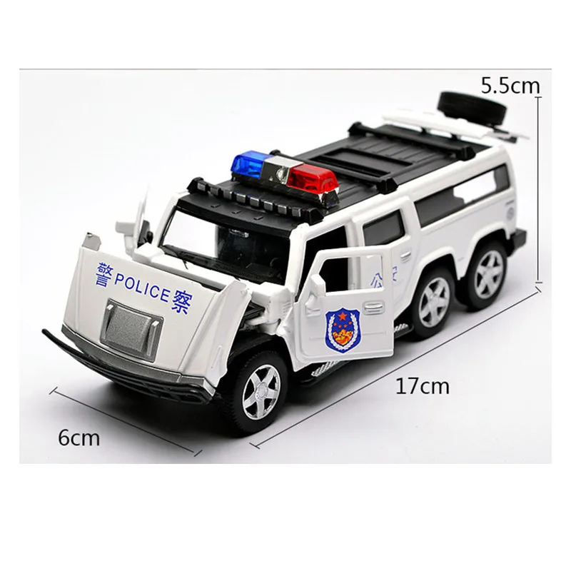 1:32 шестиколесная полицейская внедорожная модель Hummer из сплава игрушечные