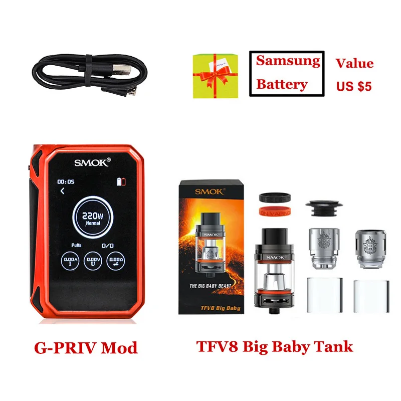 Оригинальный SMOK G-PRIV комплект сенсорного экрана 220 Вт G Priv коробка мод TFV8 большой