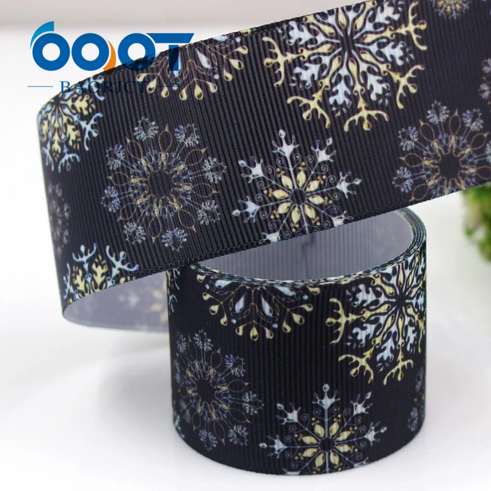 OOOT BAORJCT G-181005-1320 38 mm 10 yards snowflake Ribbons Thermal transfer Printed grosgrain Christmas decoration materials | Дом и сад