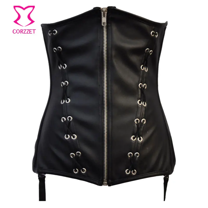 Черный корсет в стиле стимпанк под грудью кожаное бюстье сексуальное нижнее