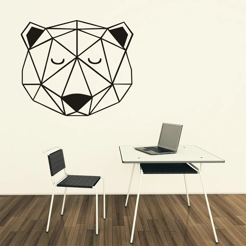 POOMOO DIY настенные наклейки s, наклейки на стену, Геометрическая голова медведя, настенные стикеры типа s M49 * 42 см/L66*56 см