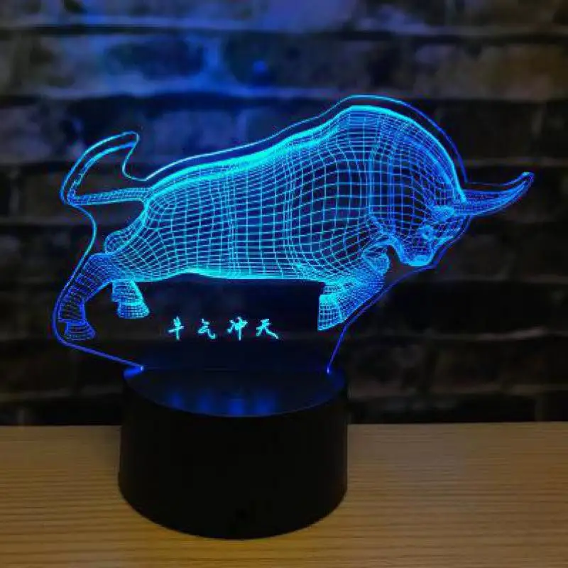 3d лампа голова носорога 7 цветов светодиодные настольные лампы с постепенной