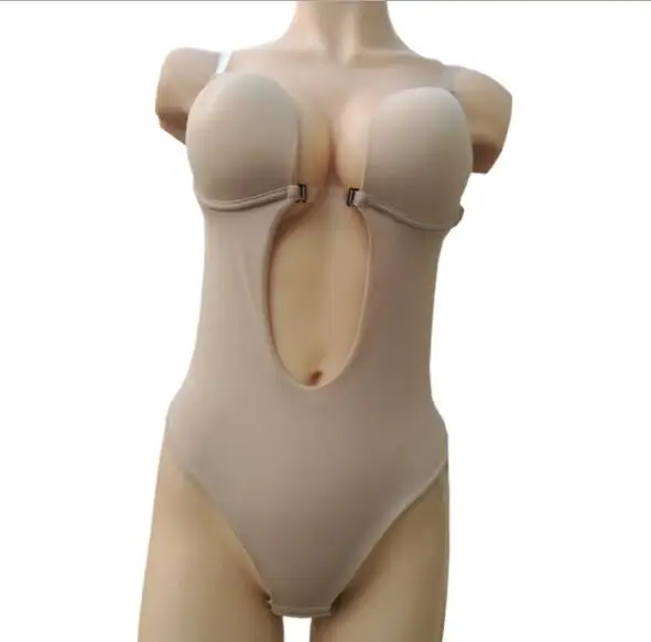 Гимнастический костюм Для женщин Body Shaper моделирующее белье сексуальное женское белье с открытой спиной вырезать пуш-ап Тонги ремень формочек - Цвет: Хаки