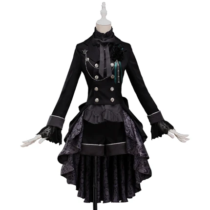 Costume Черный Дворецкий Ciel Phantomhive аниме косплей костюм черная роза платье костюмы на Хэллоуин женское платье пальто+ рубашка+ шорты+ шляпа+ перчатки - Цвет: Costume