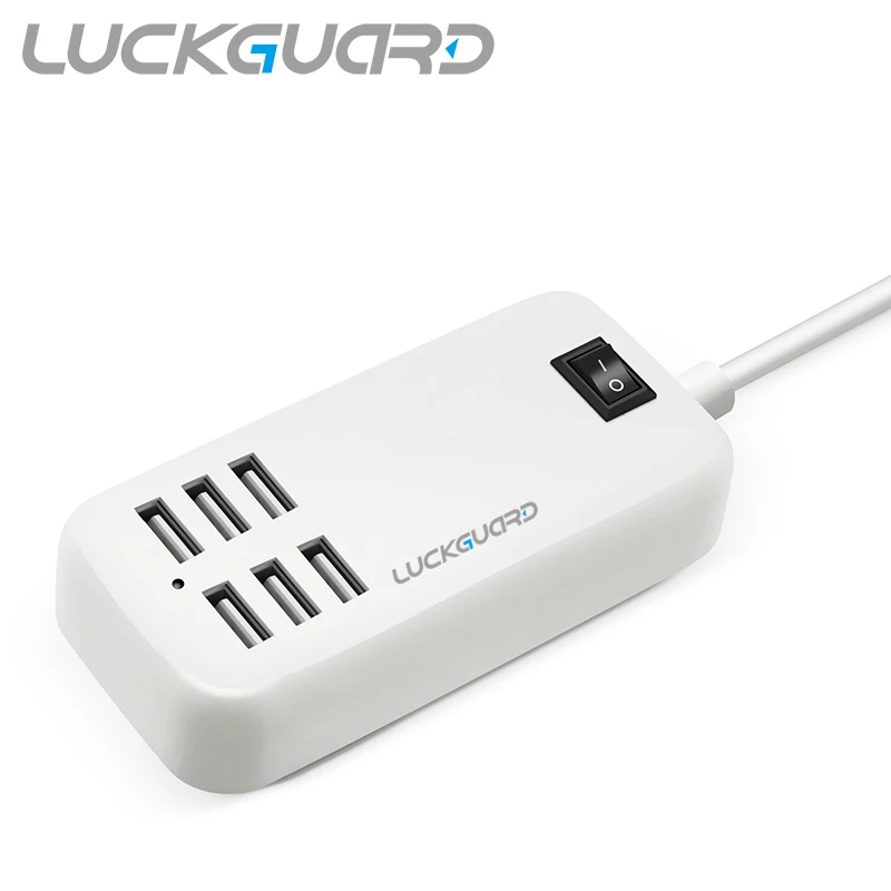 Luckguard ЕС Plug 6 Порты мобильного телефона 20 4A стены Dock USB адаптер Зарядное устройство
