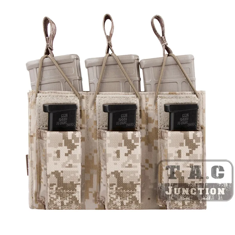 AOR1 Emerson Тактический тройной Открытый Топ 5,56& Пистолет подсумок EmersonGear MOLLE/PALS Mag Чехол кобура Перевозчик страйкбол военный - Цвет: AOR1