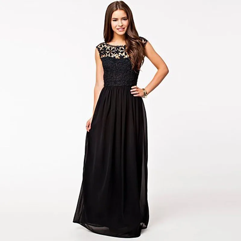 Летнее Элегантное длинное вечернее платье женская одежда Сексуальная кружевная