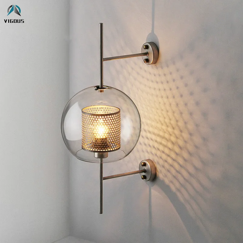 

Loft American Retro Industrial Hollow Metal Lustre Led E27 Wall Lamp Clear Glass Globe Shades Luminaria Wall Scones Led Lamp