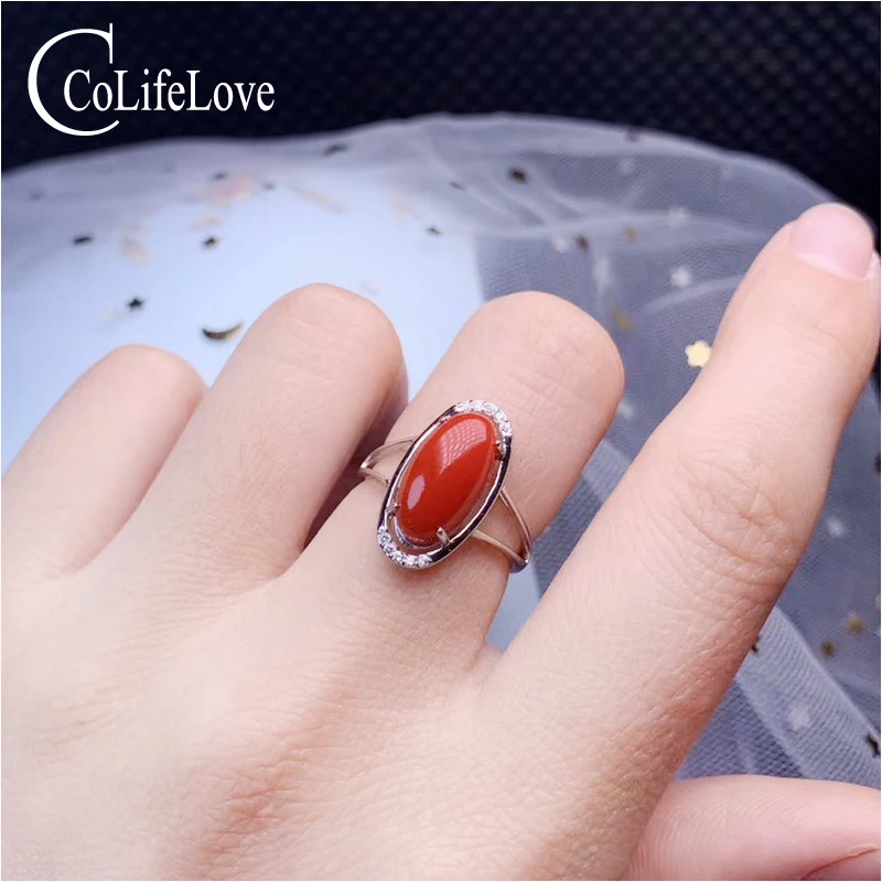 Ювелирные изделия CoLife Classic кораллово красное кольцо для вечерние 6 мм * 13