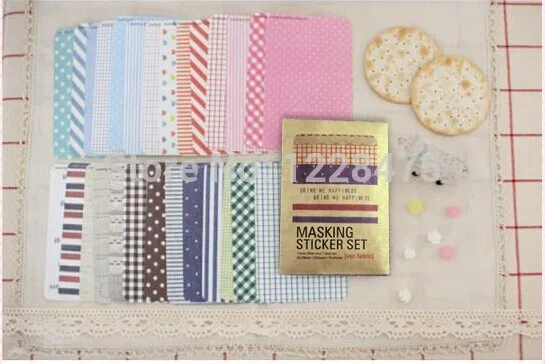 

1pack/lot New masking sticker ver fabric 27 pcs set DIY Paper Decor Sticker set Sign post Label Multifunction