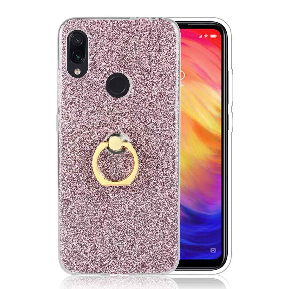 Блестящий стенд для колец на палец чехол Xiaomi Redmi Note 7 Чехол Siliocne противоударный