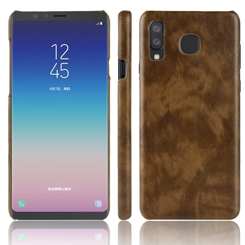50 шт. роскошный Ультратонкий кожаный чехол с текстурой личи для Samsung GalaxyA8 Lite в