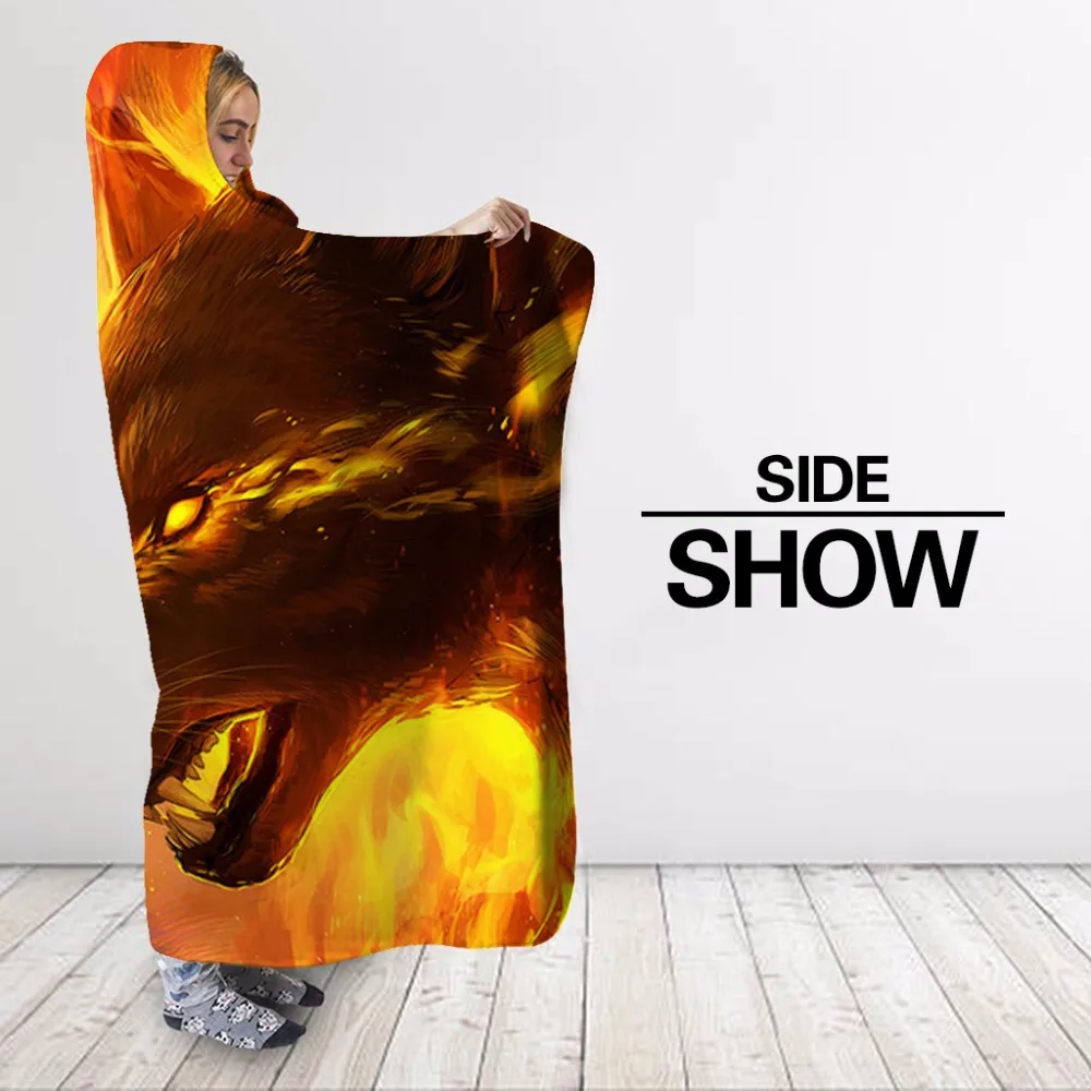 Плюшевое одеяло с капюшоном для взрослых и детей 3D принтом Льда Огня флисовое