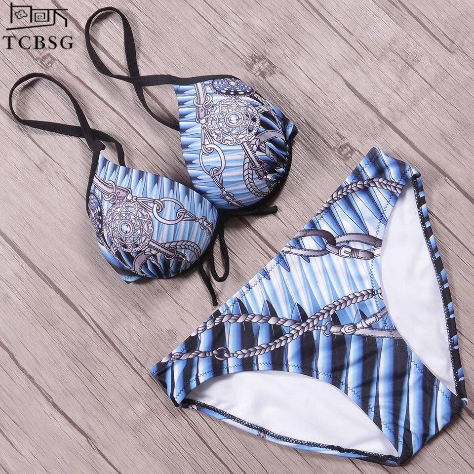 Женский купальник бикини с пуш ап TCBSG пляжный принтом новинка 2019|female beach wear|female