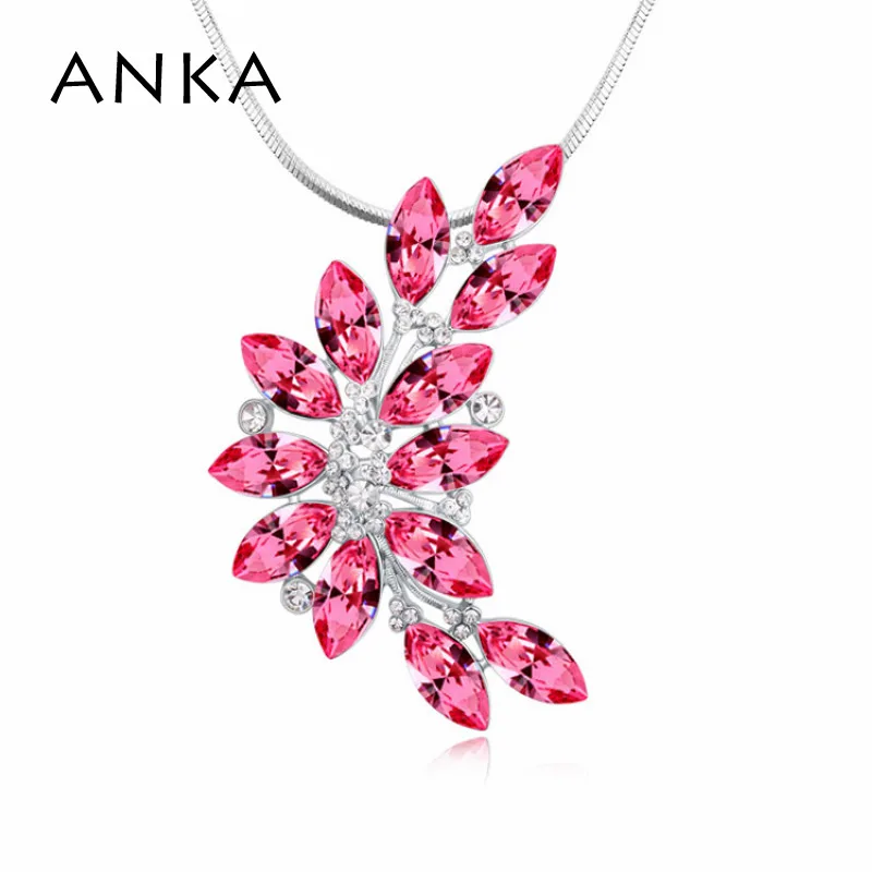 Анка очарование листьев свитера Хрустальное длиное ожерелье кулон Кристаллы из