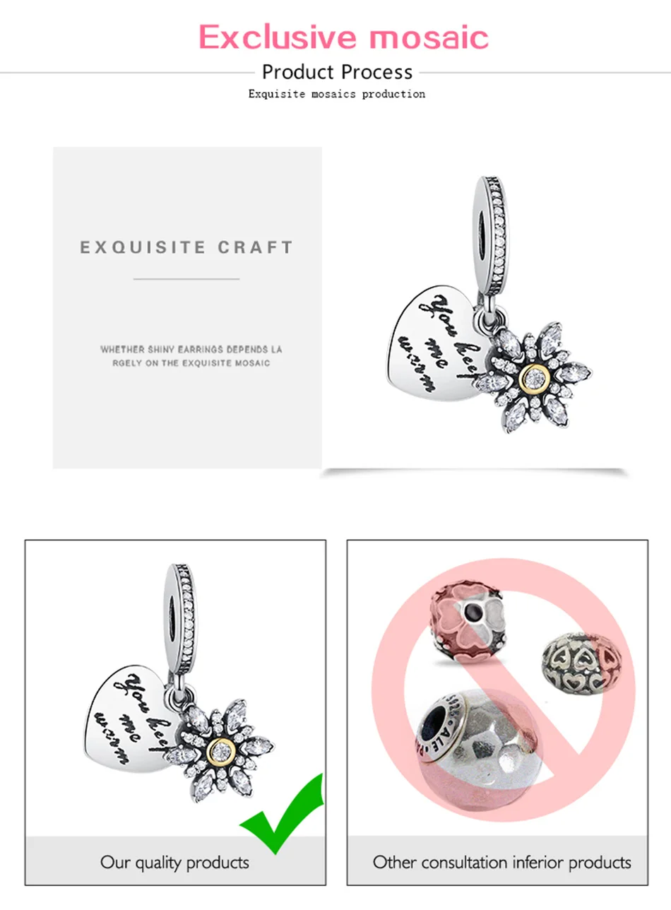 DIY Серебряный Шарм подходят Pandora браслет Бусины стерлингового серебра 925 Любовь мотаться Шарм crystal сердце, цветок, башня, дерево из бисера
