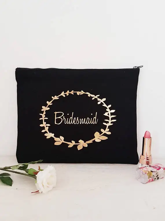 

Customize name title vintage wedding bride Make Up comestic Bags Bridesmaid Maid of Honour Gift for Bridal Party Bags favors