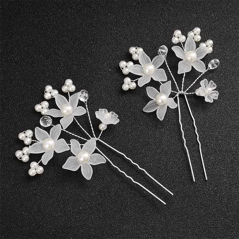 2pcs Silver Miallo, модные свадебные аксессуары для волос с цветами, повязка на голову+ 2 шт. заколки для волос, свадебные головные уборы для женщин - Окраска металла: 2pcs Silver