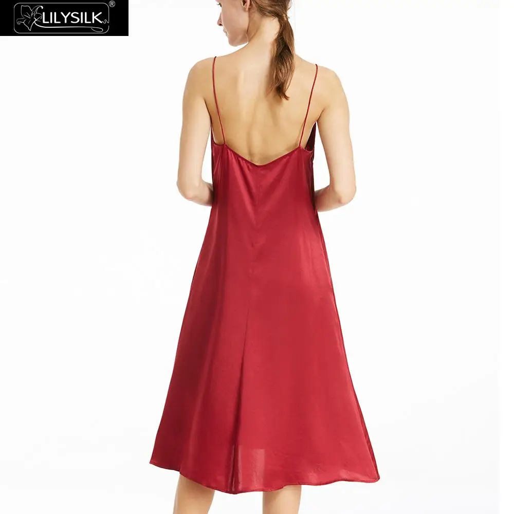 LILYSILK платье женская одежда женские летние шелковые Cami 22 мм Бордовый Партии