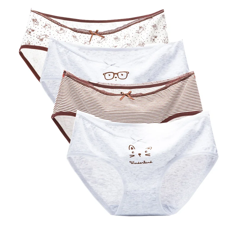 Женские кружевные трусики LANGSHA пикантные хлопковые дышащие брифы до XL нижнее