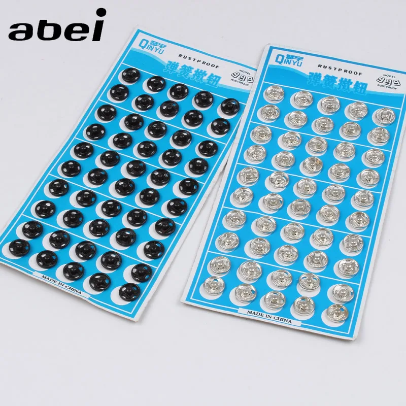 

50 Sets 10mm Silver Black Round Metal Snap Button Fasteners Quilt Cover Sheet Button Garment Accessories DIY Material Clips