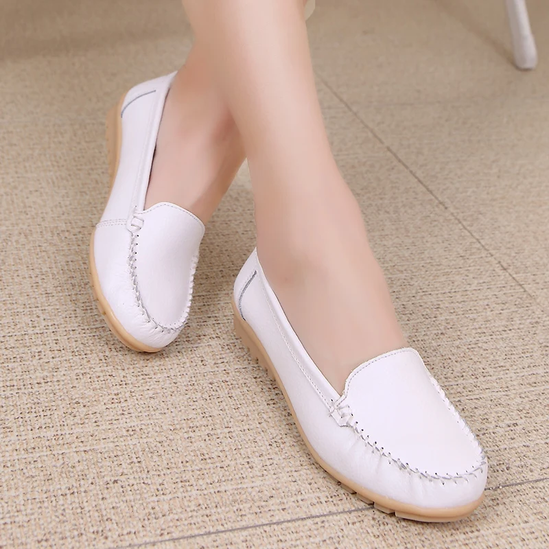 2020 Весна Женская обувь на плоской подошве из натуральной кожи Женские лоферы с