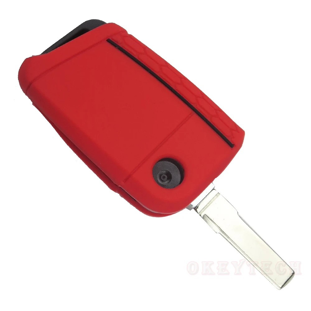 OkeyTech Мягкий силиконовый чехол для ключей с 3 кнопками V W VOLKSWAGEN Golf 7 откидной ключ