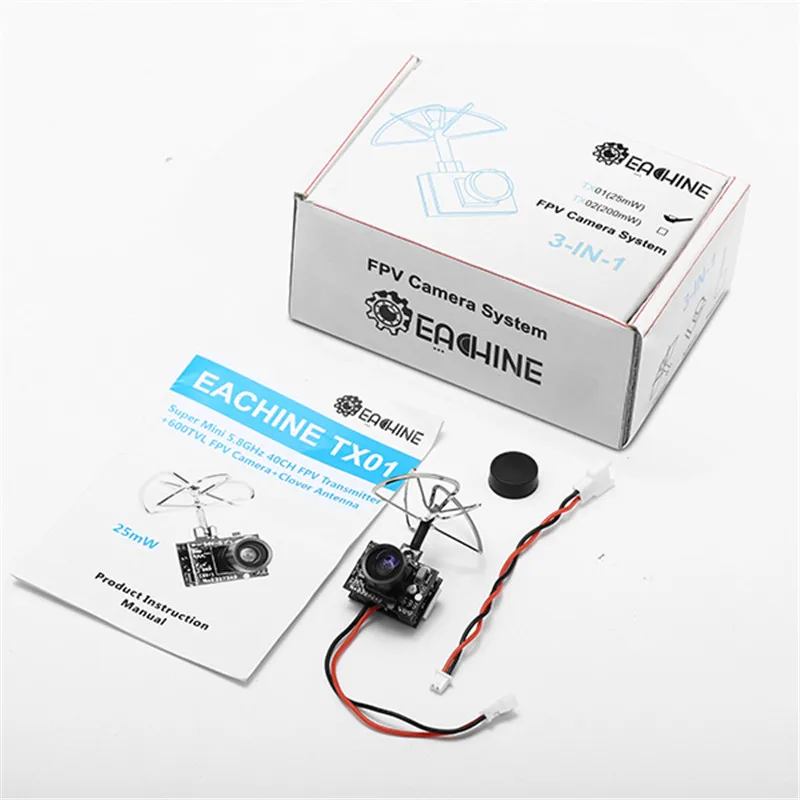 

Eachine TX01 Super Mini AIO 5.8G 40CH 25MW VTX 600TVL 1/4 Cmos FPV Transmitter