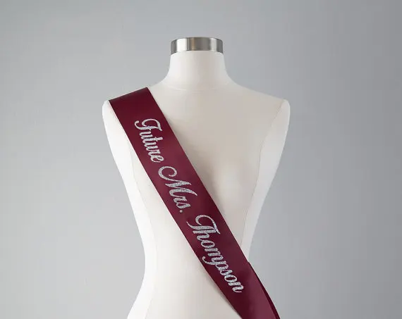 gold or silver or black Future Mrs Bridal Wedding Bride Sashes Custom color and lettering Bachelorette Personalized Party Sash