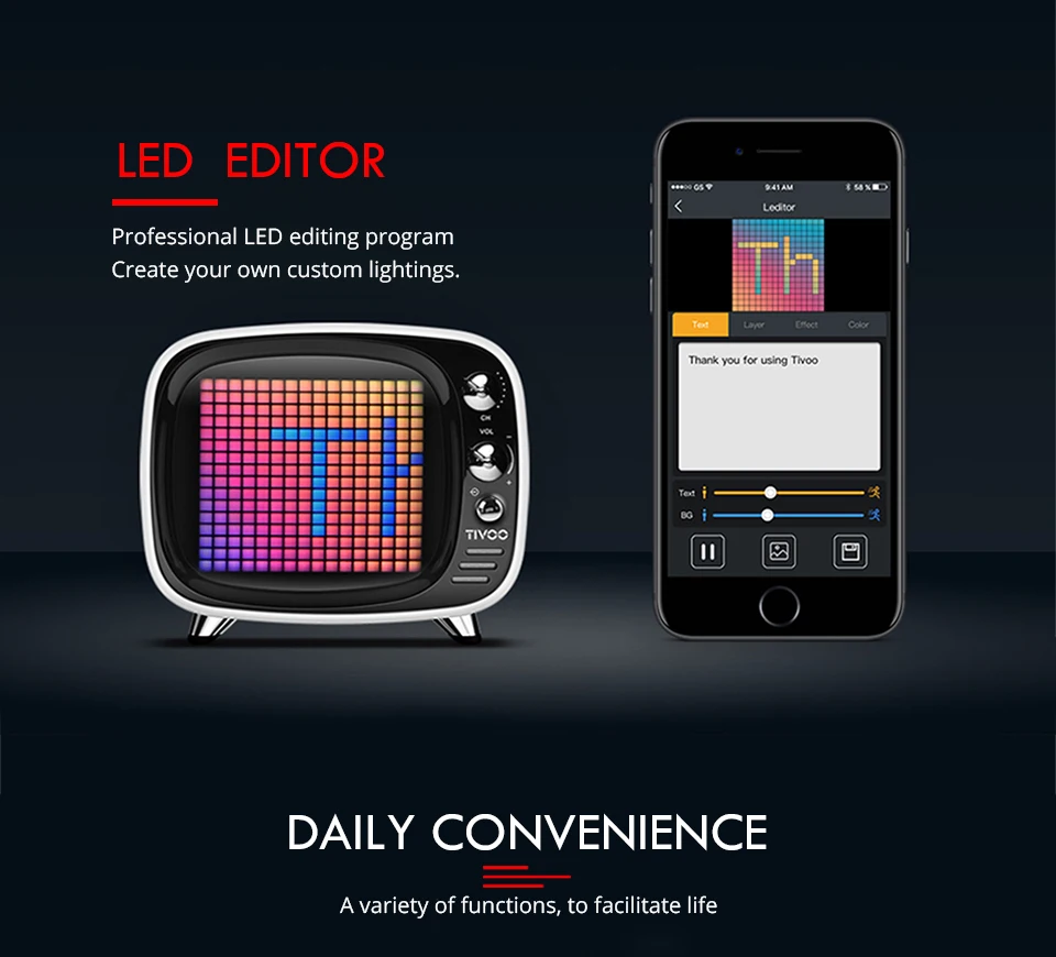 Divoom Pixel Tivoo портативный Tivoo Max открытый беспроводной Bluetooth динамик аудио Pixel Art светодиодный смарт-будильник с приложением