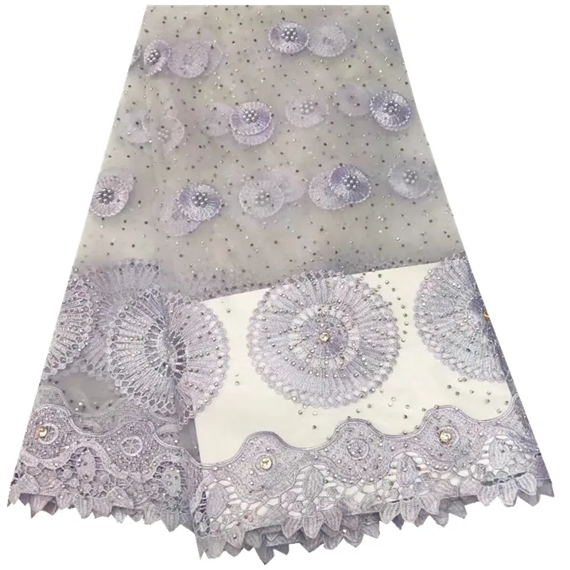 New African French Tulle Net Lace With Rhinestones For Party Or Wedding Nigerian Women Beaded Bridal 964 | Дом и сад
