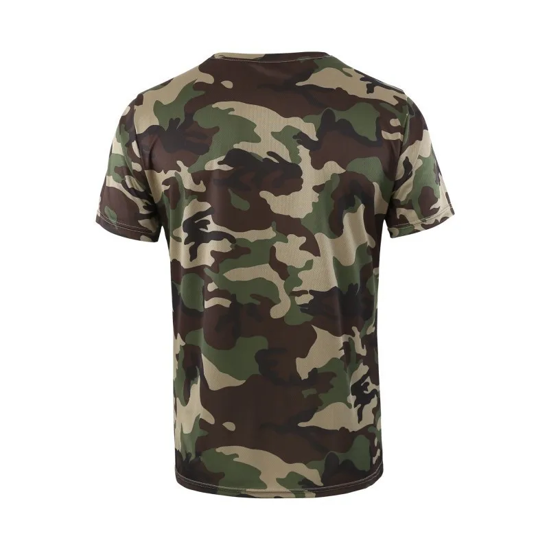 Summer Mens Outdoor Sports Training Quick Dry T-shirt Climbing Hiking Camping Climbing Camo Breathable Military Tactical T Shirt