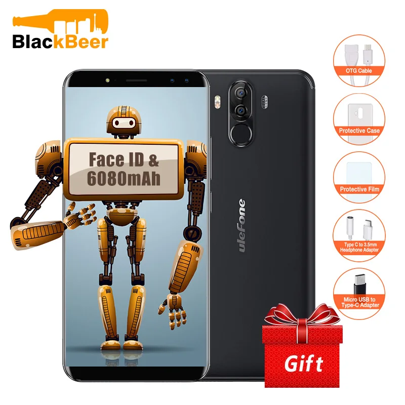 Ulefone power 3 смартфон MTK6763 Восьмиядерный 6 ГБ ОЗУ 64 Гб ПЗУ Лицо ID 0 дюймов сенсорный