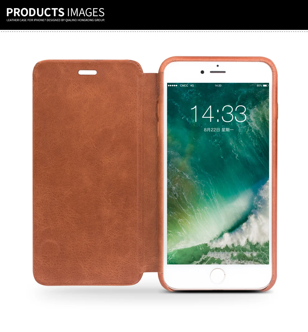 QIALINO Натуральная кожа флип чехол для iPhone 8 Plus Роскошный ультра тонкий ручной работы сотовый телефон чехол для iPhone 8 Plus 4,7/5,5 дюймов