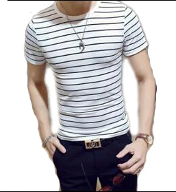ECTTC Striped Mens T-shirt Short Sleeve 2019 Summer Hi-street Oversized Hip Hop Tshirt Cotton Tee Shirts 2 Color | Мужская одежда