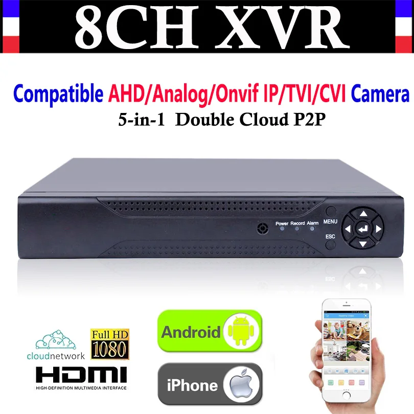 Обновленный 8 канальный видеорегистратор CCTV 1080P NVR AHD TVI CVI DVR + 1080N 5 в 1 совместимый с