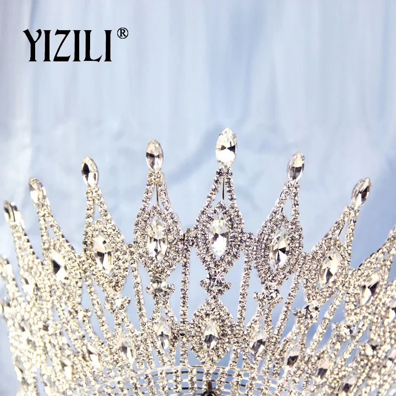 Новая Роскошная большая свадебная корона YIZILI Стразы Великолепная