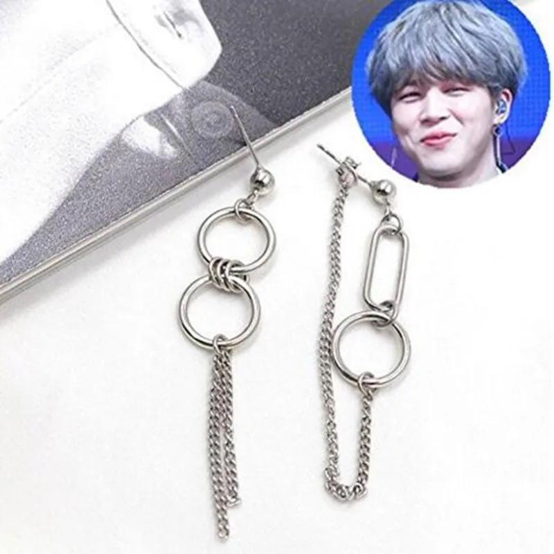 1 пара V серьги DNA корейские серьги-кольца Длинные мужские Bangtan мальчики V серьга DNA для женщин мужские аксессуары для альбомов Kpop