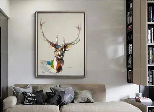 

Hand Painted Oil Painting On Canvas Lovely Deer Oil Painting Abstract Modern Canvas Wall Art Living Room Decor Picture