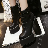 2021 new autumn women boots fashion thick high heeled female martin boots quality leather high platform ankle boots for women